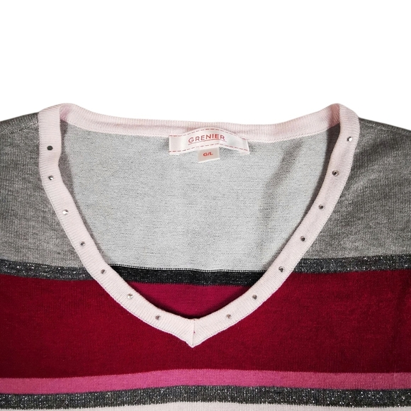 Striped V-Neck Sweater - Picture 8 of 15